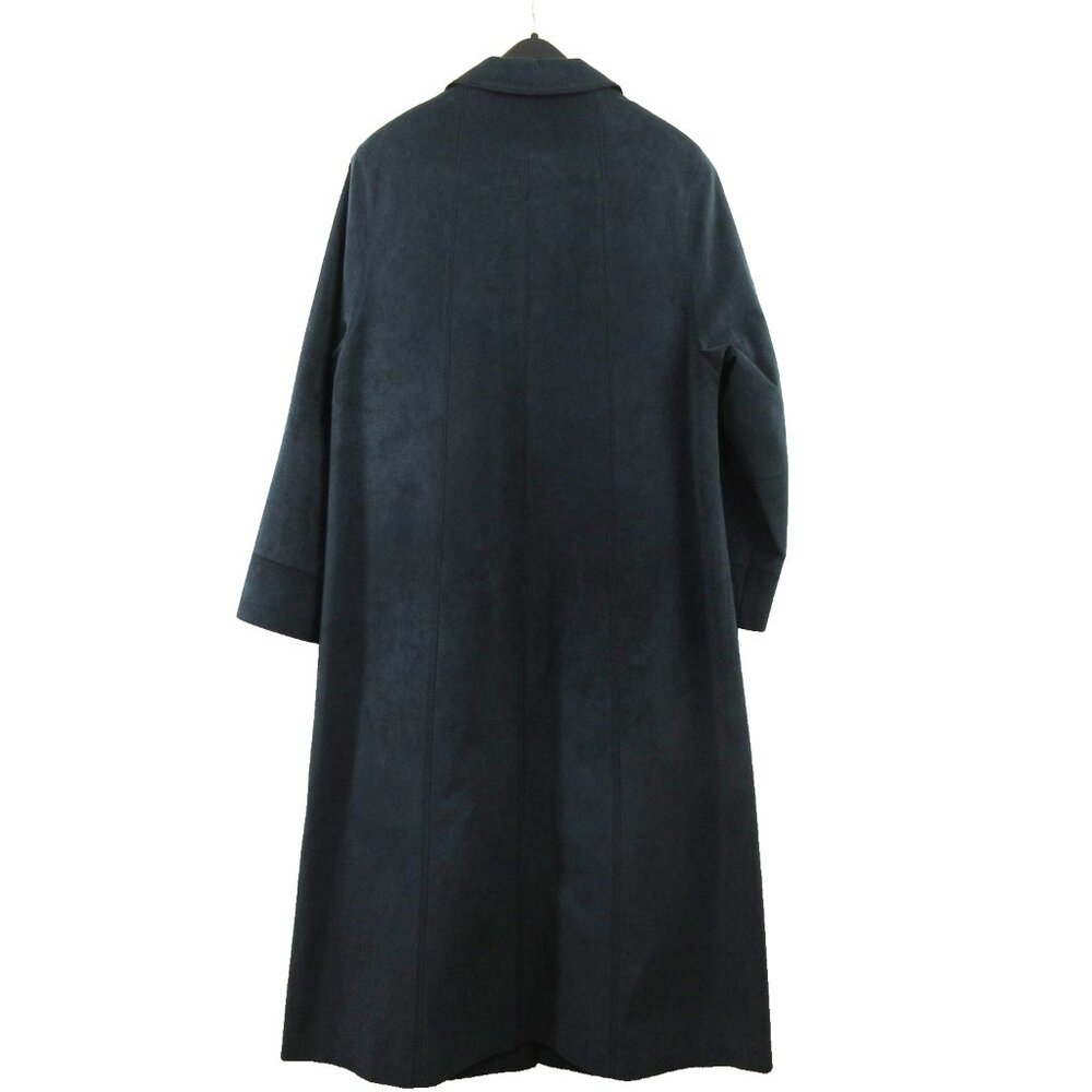 Cyril Creation Suisse Navy Blue Trench Coat Sz 8 Overcoat Faux Suede Germany Vtg View 2